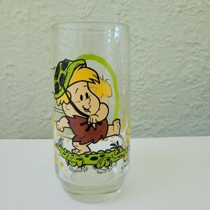 Vintage 1986 Flintstone Kids Barney Rubble Pizza Hut Collector Glass